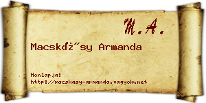 Macskásy Armanda névjegykártya